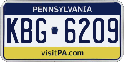 PA license plate KBG6209