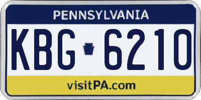 PA license plate KBG6210