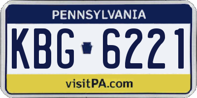 PA license plate KBG6221