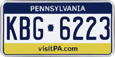 PA license plate KBG6223