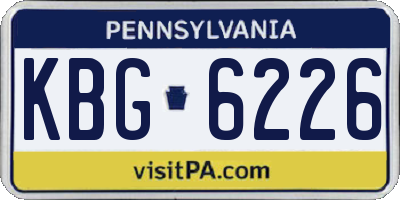PA license plate KBG6226