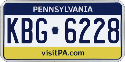PA license plate KBG6228