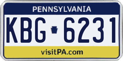PA license plate KBG6231