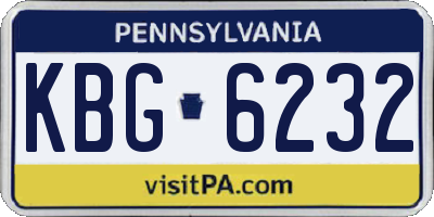 PA license plate KBG6232