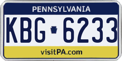 PA license plate KBG6233