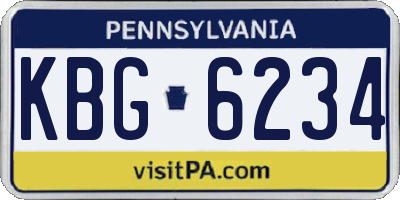 PA license plate KBG6234