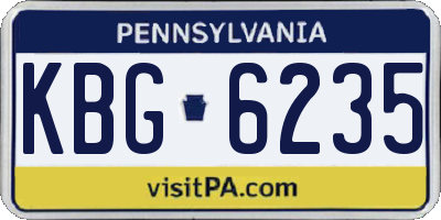 PA license plate KBG6235
