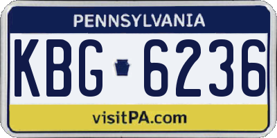 PA license plate KBG6236