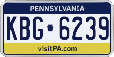 PA license plate KBG6239