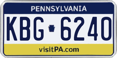 PA license plate KBG6240