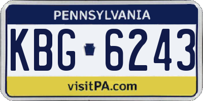 PA license plate KBG6243