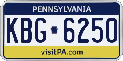 PA license plate KBG6250