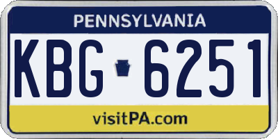 PA license plate KBG6251