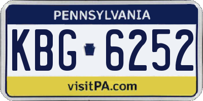 PA license plate KBG6252