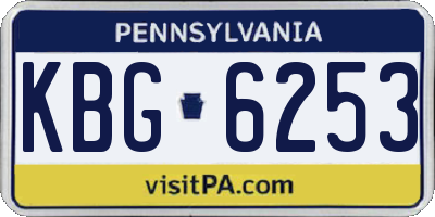PA license plate KBG6253