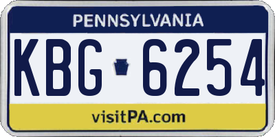 PA license plate KBG6254
