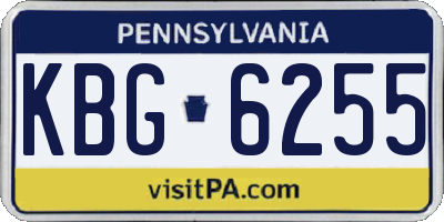 PA license plate KBG6255