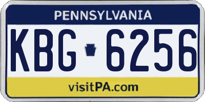 PA license plate KBG6256
