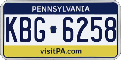 PA license plate KBG6258