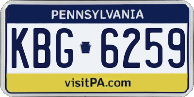 PA license plate KBG6259