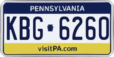 PA license plate KBG6260