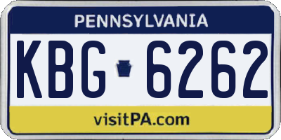 PA license plate KBG6262