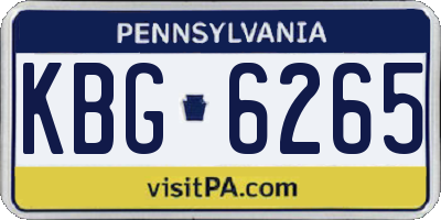 PA license plate KBG6265