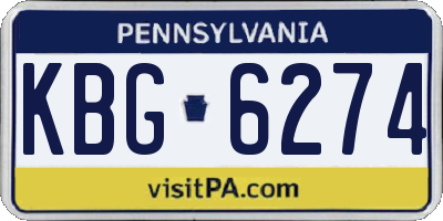 PA license plate KBG6274