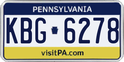 PA license plate KBG6278
