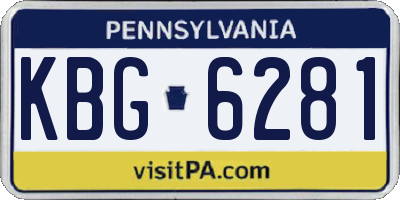 PA license plate KBG6281