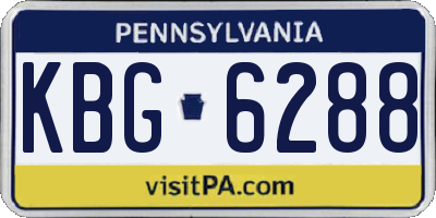 PA license plate KBG6288