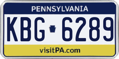 PA license plate KBG6289