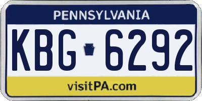 PA license plate KBG6292