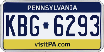 PA license plate KBG6293