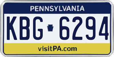 PA license plate KBG6294