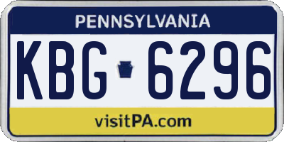 PA license plate KBG6296