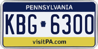 PA license plate KBG6300