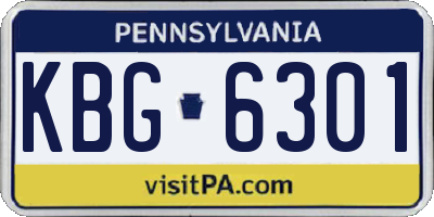 PA license plate KBG6301