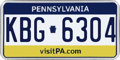PA license plate KBG6304