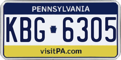 PA license plate KBG6305