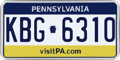 PA license plate KBG6310