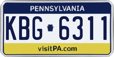 PA license plate KBG6311
