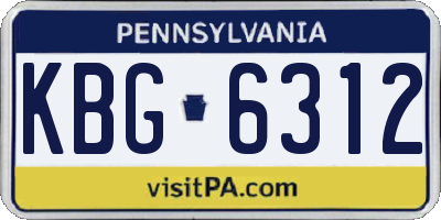 PA license plate KBG6312