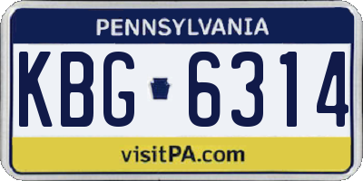 PA license plate KBG6314