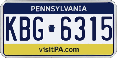 PA license plate KBG6315
