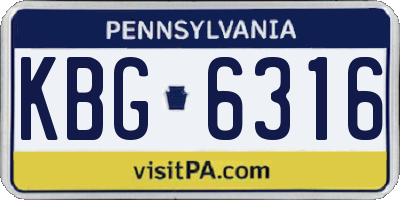 PA license plate KBG6316