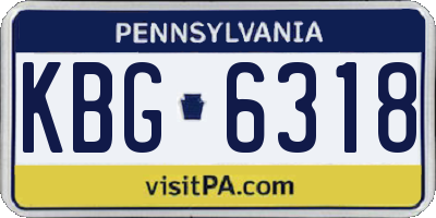 PA license plate KBG6318