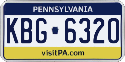 PA license plate KBG6320