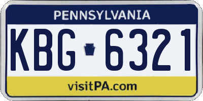 PA license plate KBG6321