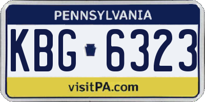 PA license plate KBG6323